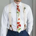thumbnail image 3 of Men's Rustic Floral Necktie - Vintage Farmhouse Bloom Satin Wedding Tie, 3 of 5
