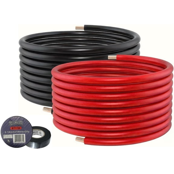 Absolute P4-25RBT 50 Feet 25' Red 25' Black 4 Gauge Power Wire BT1700 Tape