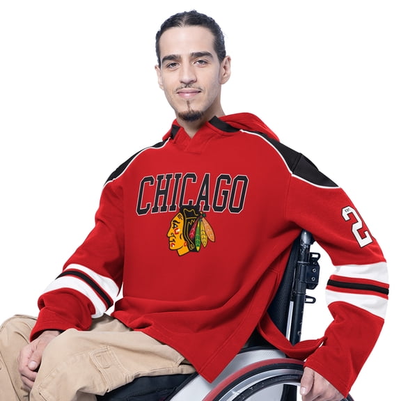 Men's G-III Sports by Carl Banks Red Chicago Blackhawks Adaptive Wear Lord Stanley Hooded Long Sleeve Sweatshirt