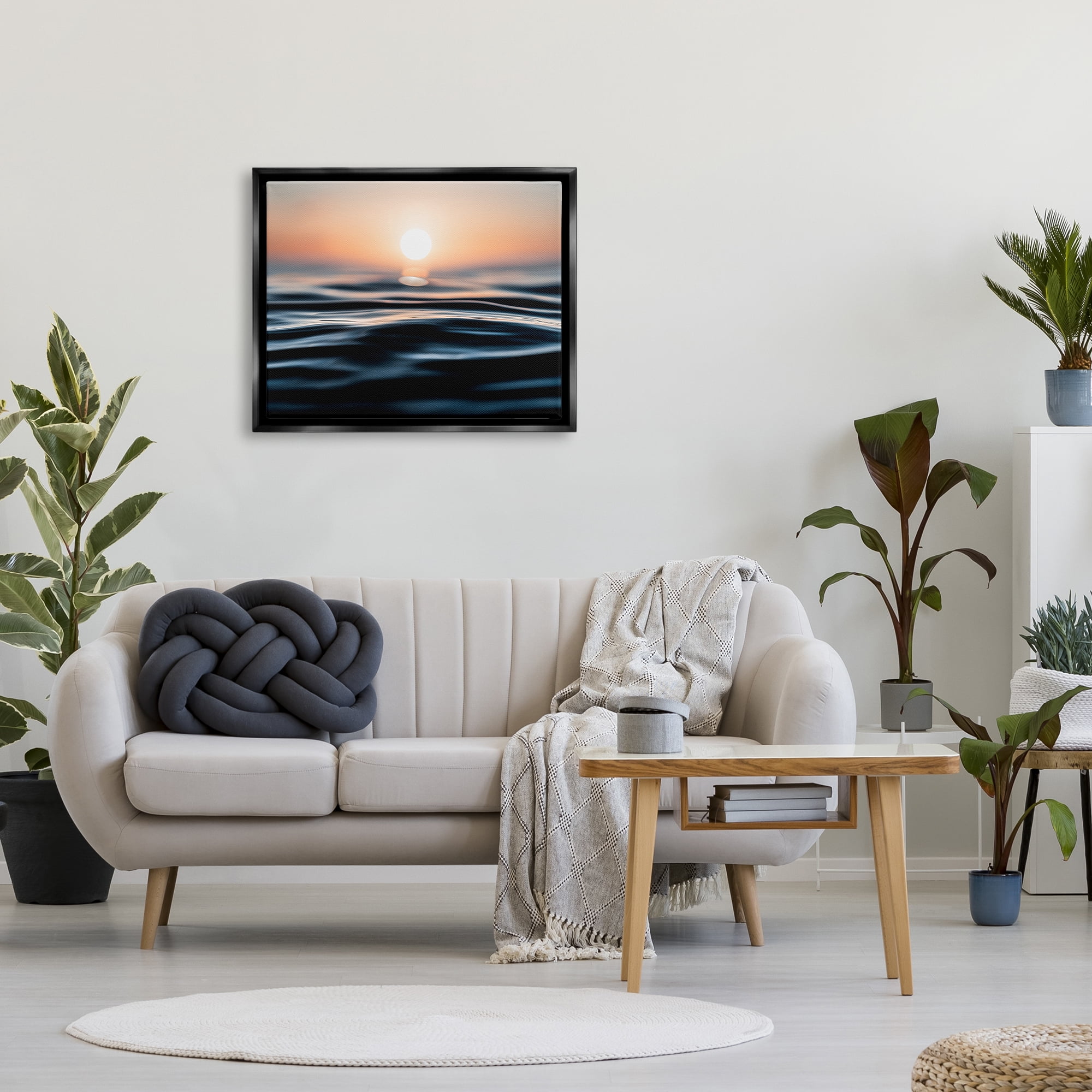Stupell Industries Abstract Sunlit Ripples Landscape Painting Black Floater Framed Canvas Art Print Wall Art, 31 x 25