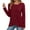 Wine, variant on Telankuip 2025 Fashion Ribbing T-Shirts for Women Long Sleeve Crew Neck Pullover Tops Casual Solid Color Asymmetrical Hem Fall Winter Street Style Soft Cozy Pullovers Tees XL
