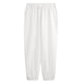 thumbnail image 4 of Men's Cotton Linen Jogger Pants Elastic Drawstring Waist Cuffed Ankle Relaxed Fit Lightweight Breathable Beach Lounge Sweatpants White L, 4 of 5