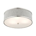 thumbnail image 3 of Livex Lighting Park Ridge 3-Light Metal & Fabric Semi Flush in Brushed Nickel, 3 of 14