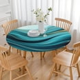 thumbnail image 3 of Teal Marble Gold Wave Pattern Round Fitted Tablecloth with Elastic Edge,Dining Table Cover Waterproof,Outdoor Round Tablecloth for Camping,Dining,Indoor and Outdoor, 3 of 7