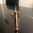 thumbnail image 5 of Metal Jet Flame Lighter Grinding Flint Wheel Lockable Butane Gas Windproof Cigar Cigarette Lighter - Gold, 5 of 5