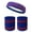 Blue / Red lines, variant on COUVER Premium Tennis Style Standard Size Sweatband Headband Wristbands Set - White / Red / Blue lines