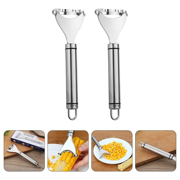 Toyvian 2Pcs Stainless Steel Corn Peelers Household Corn Easy Convenient Cutter