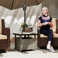 thumbnail image 2 of Outsunny Rattan Wicker Table Dining Side Table With Umbrella Hole Grey, 2 of 10