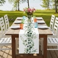 thumbnail image 4 of Pastoral Eucalyptus 90 Inch Table Runner, Countryside Leaves Simple Art Farmhouse Dresser Scarf Cotton & Linen Tablerunner for Dining/Kitchen Island/Holiday Party Décor 13" x 90", 4 of 9