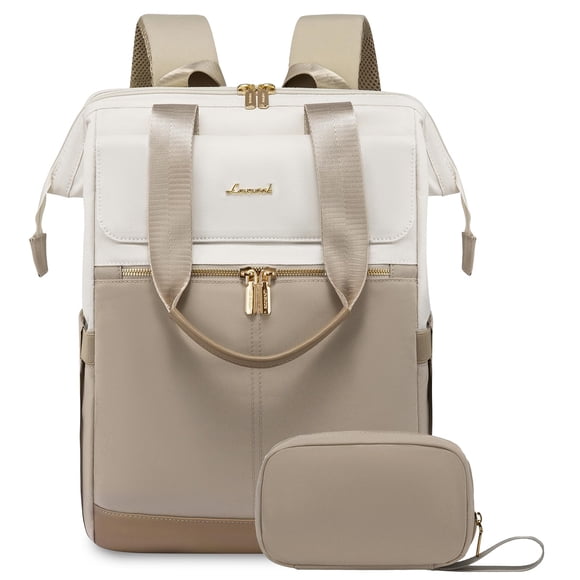 Mochila para portátil LOVEVOOK para mujer de 15,6 pulgadas con puerto USB, color beige