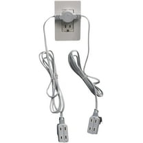 12 Ft Twin Extension Cord - 6 Feet on Each Side, Multi Outlet 3 Prong USA Plug, Low Profile Wall Hugger Design - Perfect for Behind Bed and Furniture Double Splitter for Indoor Use, ETL Listed, White