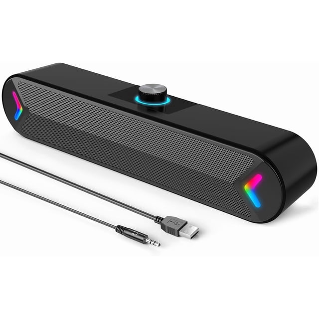 for Computer with 10W Stereo Sound and Colorful Light,Plug-n- (A39PRO /Black)