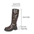 thumbnail image 4 of Xfvqtps Knee High Boots for Women Wide Calf Side Zipper Square Toe Chunky Heel Metallic Ring Buckles Riding Fashion Casual Vintage Brown, 4 of 9