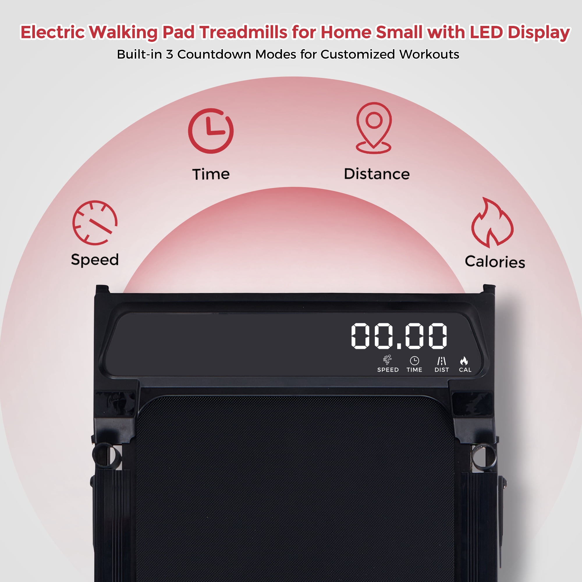 Foldable Walking Pad Treadmill with Handles, 3.0HP Compact Portable Running Machine for Home Fitness, 350LBS Capacity