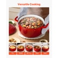 thumbnail image 4 of VEVOR Enameled Cast Iron Dutch Oven, 6 Quart Pot with Lid and Dual Handles, Heavy-Duty Durable Cookware Pan, Oven Induction Compatible up to 500℉, for Braising, Stews, Roasting, Bread Baking, Red, 4 of 9