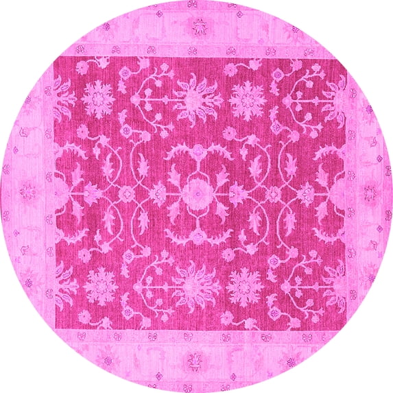 Ahgly Company Indoor Round Oriental Pink Traditional Area Rugs, 6' Round