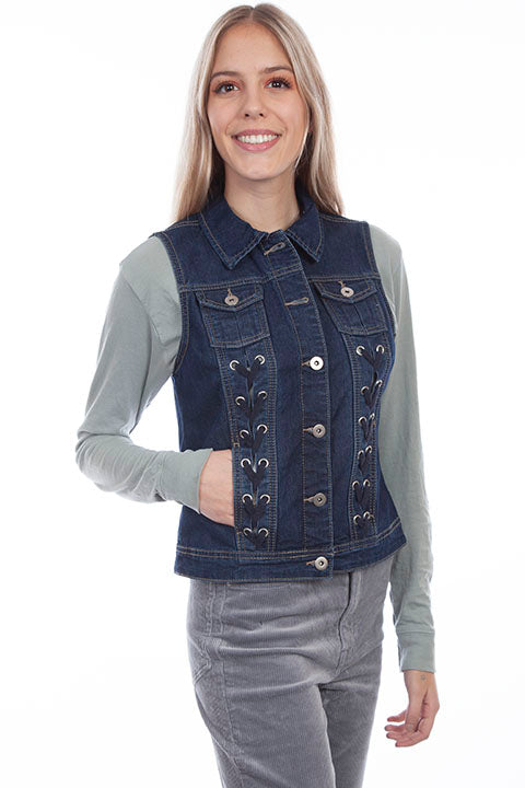 Scully DENIM VEST W/LACE UP FRONTS 