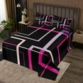 thumbnail image 2 of YST Abstract Geometry Queen Coverlet Set Rectangle Square Bedding Set, Black and Pink Bedspread Set Modern Minimalism Quilt Set, Aesthetic Bed Quilt Girls Room Decorations, 2 of 5