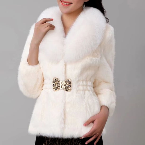 Abrigo sintético para mujer, elegante, grueso, cálido, de moda, chaqueta larga falsa, abrigo para mujer