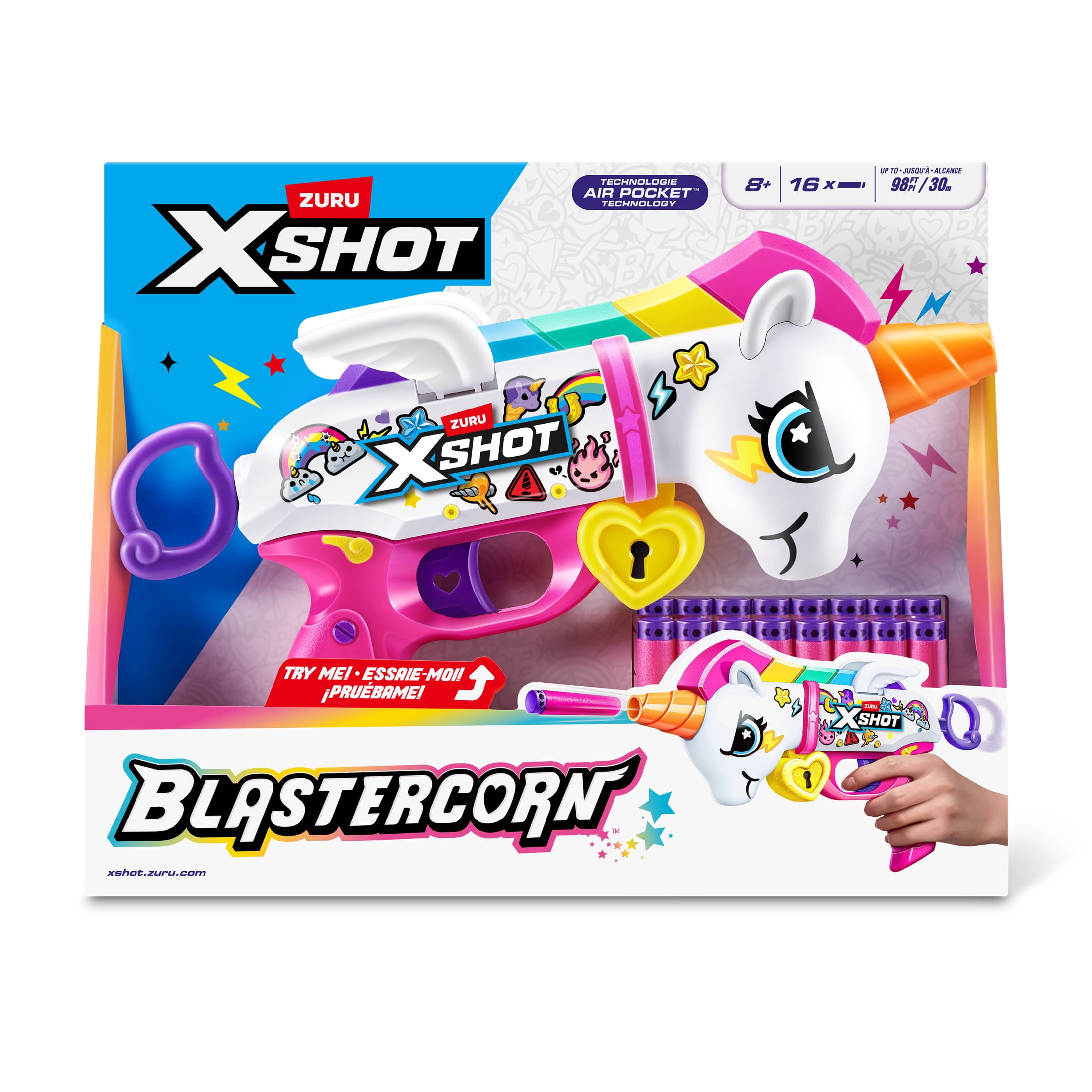 XSHOT Blastercorn (16 Darts), Air Pocket Technology, Outdoor Blaster by ZURU, Ages 8+