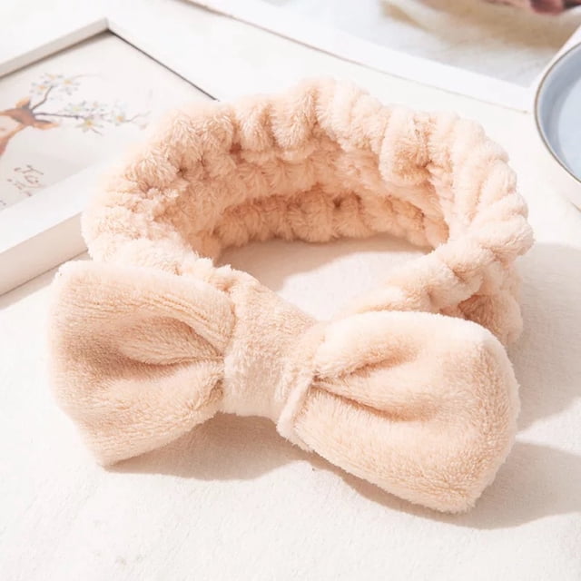 Diadema de maquillaje con banda para el cabello con lavado de cara de vellón de coral europeo y americano, linda diadema de peluche para niña, regalo, lazo para el cabello
