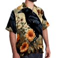 thumbnail image 2 of Crow Men's Short Sleeve Hawaiian Shirt, Casual Printed Button Down Beach Tops, Summer Poplin Spread Collar Unisex Button Down Shirts, 2 of 6