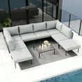 thumbnail image 3 of LayinSun 9 Pieces Aluminum Patio Furniture Set, Modern Modular Sectional Sofa with Coffee Table and Upgrade Thickness Cushion, 3 of 8