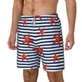 thumbnail image 2 of Uemuo Starfish Navy Blue Stripe Pattern Mens Swim Trunks Quick Dry Board Shorts with Mesh Lining, Stretch Beach Shorts Quick Dry No-Chafing Board Shorts-XX-Large, 2 of 9