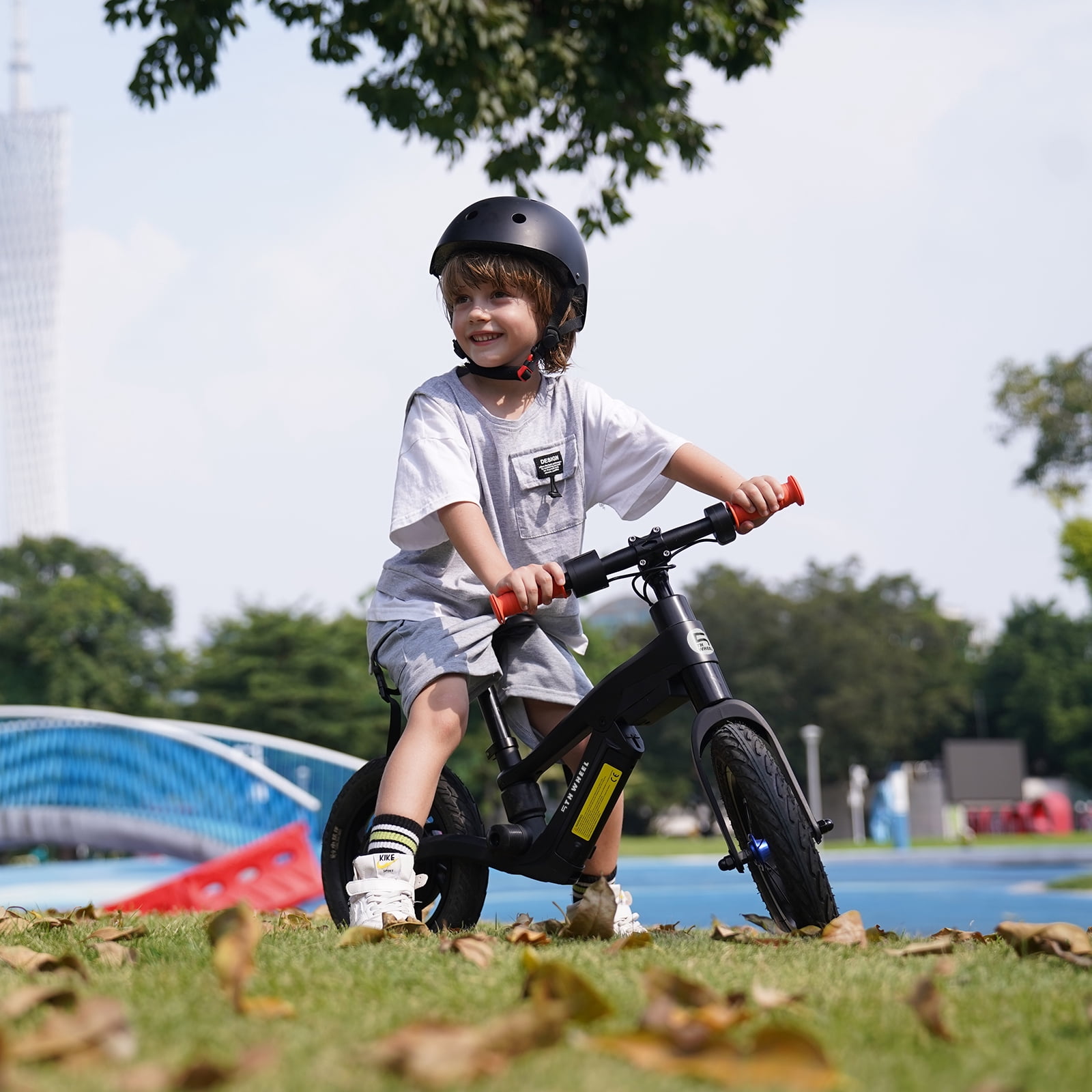 5TH WHEEL KB08 Kids Electric Balance Bike, 250W Motor, 12" Inflatable Tire, 3-Speed Modes, Adjustable Seat, for Ages 3–5 (Black),UL2849