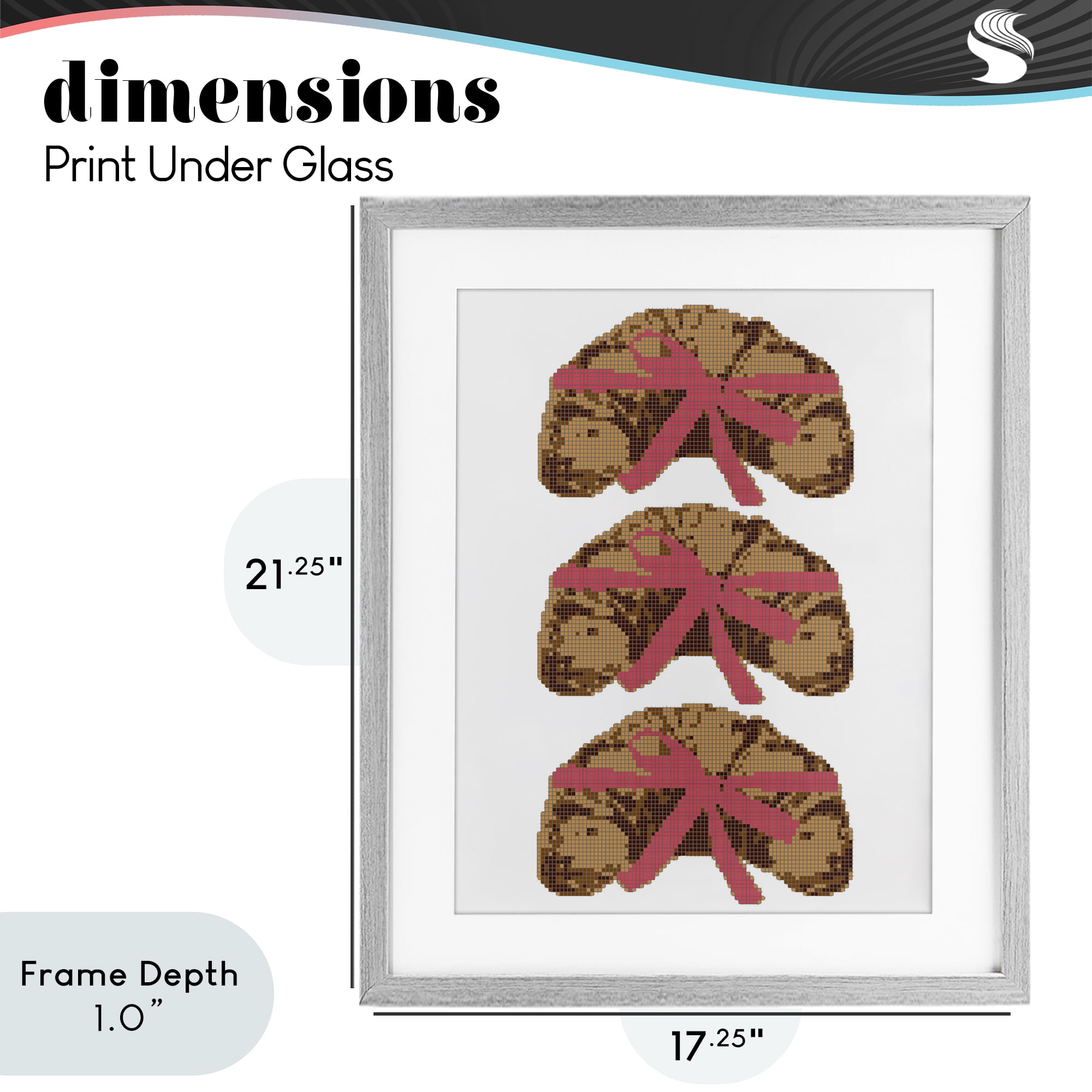Stupell Industries Trio of Ribbon Croissants Gray Framed Print Under Glass, design by Lil' Rue