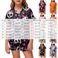 thumbnail image 3 of NIEWTR Girls' Pajamas Kids Toddler Summer Cartoon Print Short Sleeve Shorts Sleepwear Outfits Halloween Pajamas, 3 of 5