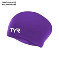 thumbnail image 4 of TYR Adult Silicone Long Hair Swim Cap - Wrinkle-Free, Low-Drag Cap for Long Hair, Purple, 4 of 5