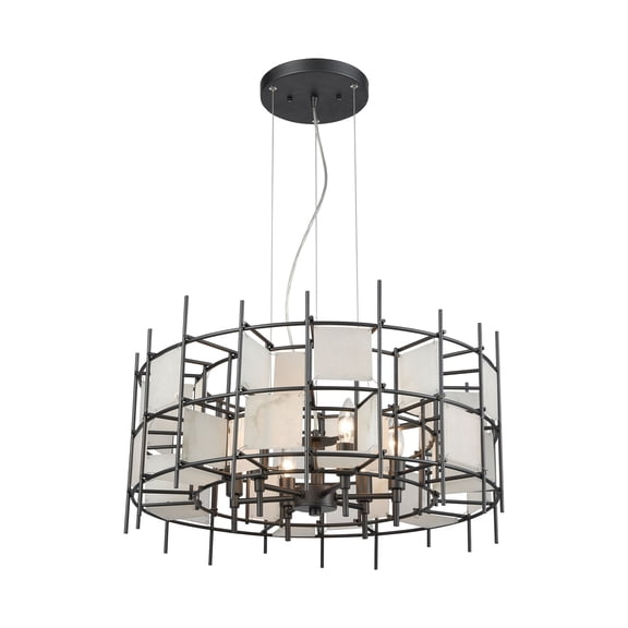 Elk Home 24-Inch Wide Spanish Alabaster Chandelier, Dark Graphite
