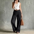 thumbnail image 4 of Qingpeng Womens Wide Leg Lounge Pants Casual Travel High Waisted Trousers Loose Fit Summer Flowy Pants with Pockets, 4 of 8
