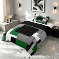 thumbnail image 2 of Manfei Buffalo Plaid Twin Comforter Sets, Geometric Theme Bedding Set, Green Black Gray White, Black Reversible 2-Piece, 1 Comforter and 1 Pillowcase, 2 of 6