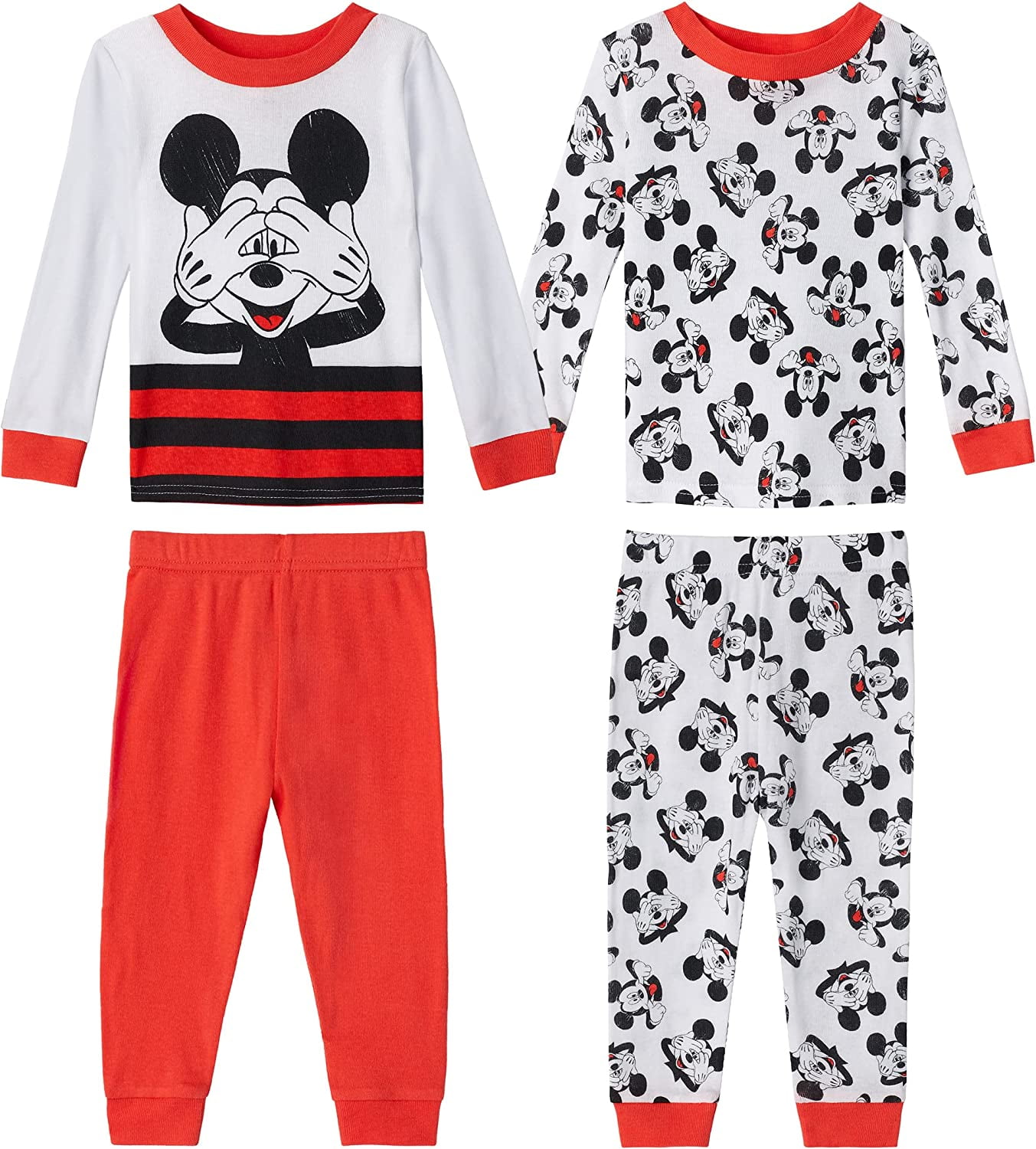 Disney Baby Boys' Mickey Mouse 4Piece Snug Fit Cotton Pajamas