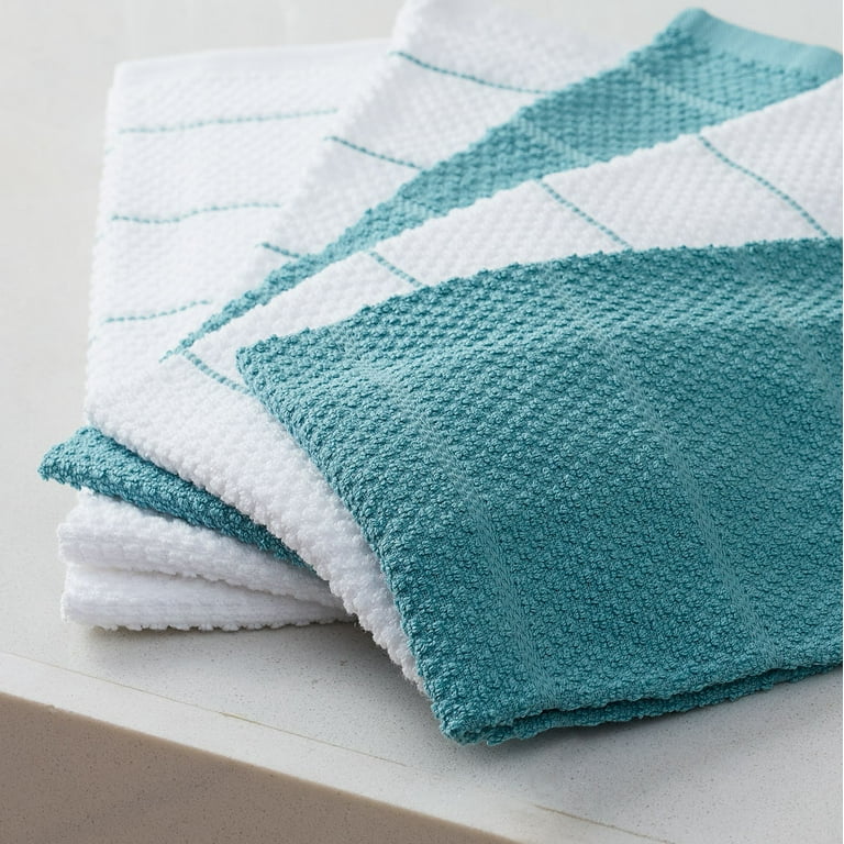 Turquoise Kitchen Towel 4 Pack Set 15x25 Dish Hand Drying Towels