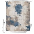 thumbnail image 2 of Brown Blue Waterproof Fabric Shower Curtain, Vintage Abstract Art Modern Waterproof Fabric Shower Curtain for Bathroom Curtains Bathtubs Hotel Washable Shower Curtains with 12 Hooks Stall 48x72in, 2 of 8