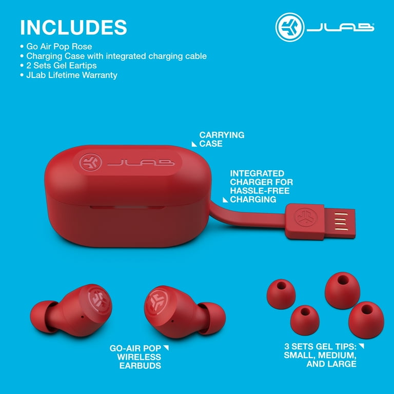 JLab Go Air Pop Bluetooth Earbuds, True Wireless with Charging