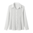 thumbnail image 4 of SRZYMJ Womens Button Down Lace Shirts Cotton Dress Shirts Oxford Shirts Long Sleeve Work Blouses Collared Tops Tunics with Pocket, 4 of 5