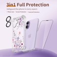 thumbnail image 6 of for iPhone 17 Case,[3 in 1] with Screen Protector & Camera Lens Protector, Flower Pattern Design,Clear Soft Shockproof Slim Floral Phone Cover for Women Girls 2025 6.3"(Ink Purple), 6 of 13