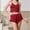 Red, variant on Ruffle Cami Pajama Set for Women 2 Piece Sleepwear Satin Crop Top and Shorts Soft Loungewear Lightweight Set