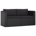 thumbnail image 3 of vidaXL 2 Piece Patio Sofa Set with Cushions Poly Rattan Black, 3 of 6