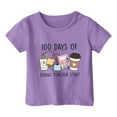 thumbnail image 4 of Baby Girl Clothes Letter Print Girls' Short-Sleeve Shirts and Tops Fashion Casual Round Neck Preppy Shirt Toddler Clothes for Girls 18-24 Months（Purple）, 4 of 4