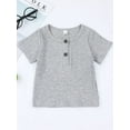 thumbnail image 4 of Gzhioc Baby Shorts Set ,Rib Button Short Sleeve Crew Neck Tops + High Waist Casual Shorts Two Piece Set, 4 of 9