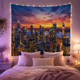 thumbnail image 2 of Metropolitan City Skyline with Twilight Main Rise Buildings, Mystical Fantasy for Space Lovers, Galaxy Room Decor, Housewarming Gift, Tapestry Wall Hanging for Bedroom and Dorm, 2 of 7