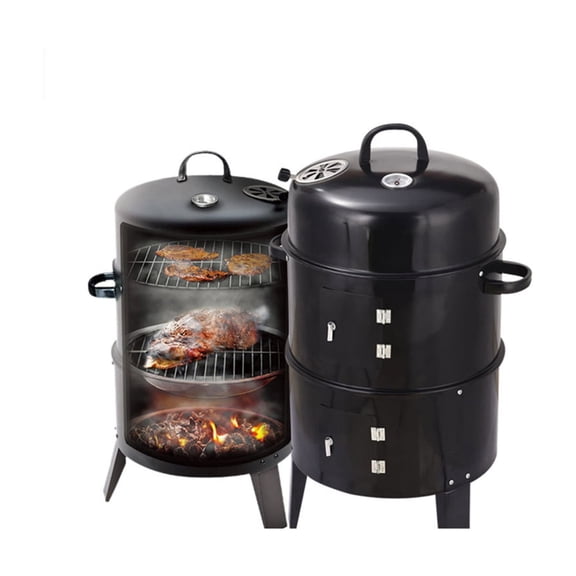 JXXRZ Outdoor Vertical Charcoal Grill & BBQ Smoker, Smokeless Wood-Fired Roasting Oven