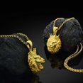 thumbnail image 2 of Collar de hip hop con cabeza de león y corona para hombre, color dorado, unisex, chapado en hip hop, colgante de animal, 2 of 2