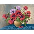 thumbnail image 2 of Krueger, E. 32x25 White Modern Wood Framed Museum Art Print Titled - RED POPPIES ON BLUE CLOTH, 2 of 4