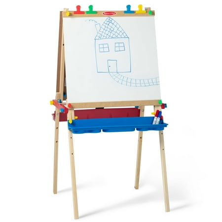 Melissa & Doug Deluxe Standing Art Easel - Dry-Erase Board  Chalkboard  Paper Roller - FSC Certified